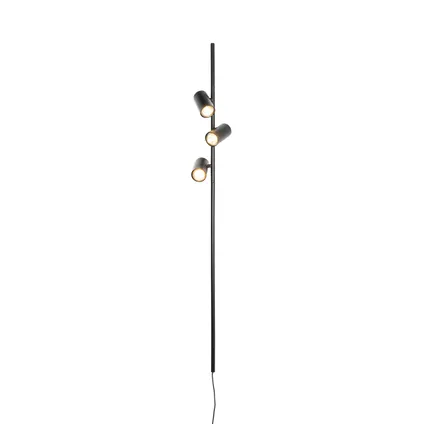 QAZQA Wandlamp zwart met voetschakelaar 3-lichts - Jeana Luxe 6