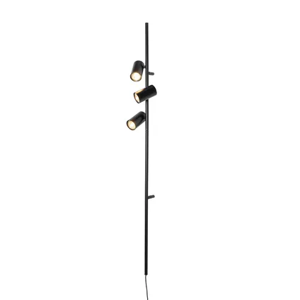 QAZQA Wandlamp zwart met voetschakelaar 3-lichts - Jeana Luxe 8