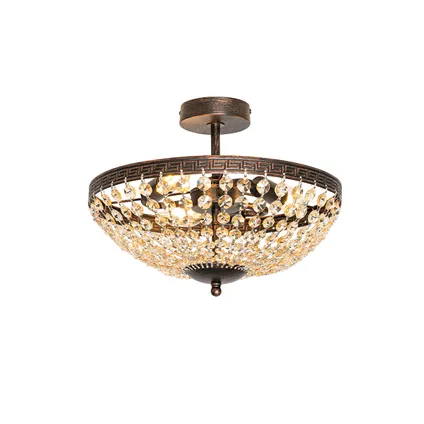 QAZQA Klassieke plafondlamp brons en kristal 3-lichts - Mondrian