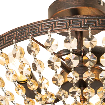 QAZQA Klassieke plafondlamp brons en kristal 3-lichts - Mondrian 2