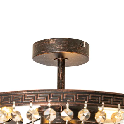 QAZQA Klassieke plafondlamp brons en kristal 3-lichts - Mondrian 5