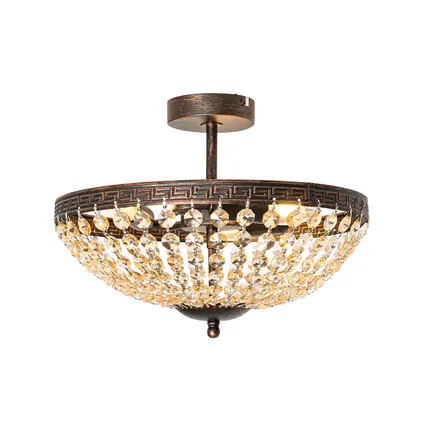 QAZQA Klassieke plafondlamp brons en kristal 3-lichts - Mondrian 7