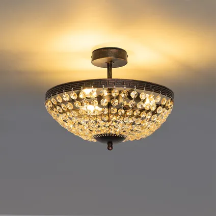 QAZQA Klassieke plafondlamp brons en kristal 3-lichts - Mondrian 10