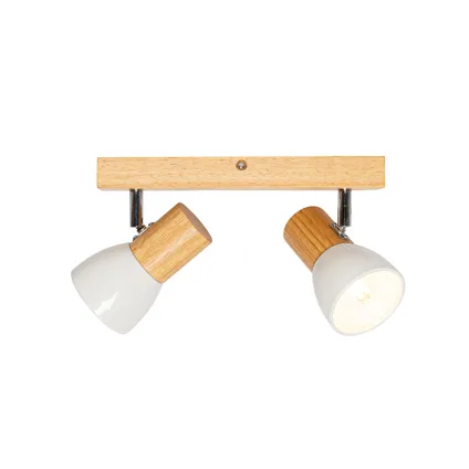 QAZQA Plafondspot hout en wit 2-lichts verstelbaar - Thorin 10