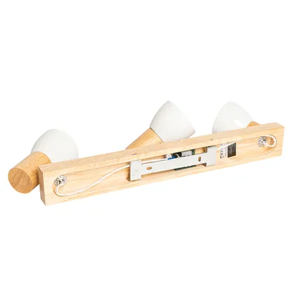 QAZQA Plafondspot hout met wit verstelbaar 3-lichts - Thorin 10