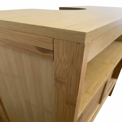 Bamboe wastafel onderkast Mahe met 2 schuifdeuren en 1 plank - Bruin 3