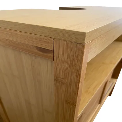 Bamboe wastafel onderkast Mahe met 2 schuifdeuren en 1 plank - Bruin 5