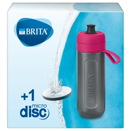 BRITA Fill&Go Waterfilterfles ACTIVE 0,6L Roze - met 1 MicroDisc