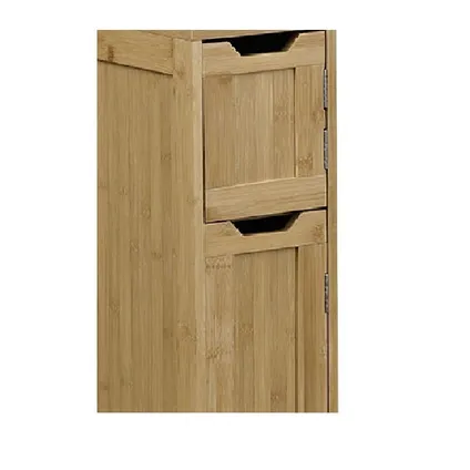 Meuble de salle de bain en bambou Mahe 2 portes et 2 étagères 30x18x130 cm - Marron 2