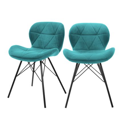 Set 2x chaises de salle à manger ML-Design rembourrée velours turquoise fauteuils moderne