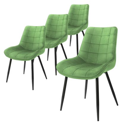 Lot 4x chaises de salle à manger/salon ML-Design rembourrée velours vert fauteuils moderne