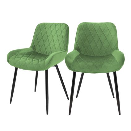 Set de 2 chaises de salle à manger ML-Design rembourrée en velours vert fauteuils moderne