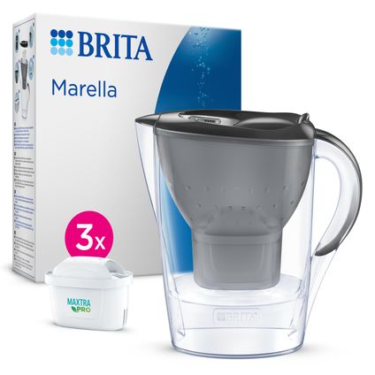 BRITA Carafe filtrante Marella Cool 2,4L - Gris + 3 cartouches MAXTRA PRO AIO
