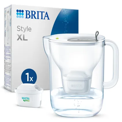 BRITA Carafe filtrante Style XL 3,5L - Gris + 1 cartouche MAXTRA