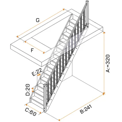 HandyStairs Escalier fermé "Basica60" - 60cm de large - 1x apprêt blanc - 11 marches (320/241) 3
