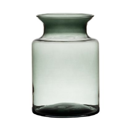 Hakbijl Glass Vaas - grijs - transparant - melkbus - 20 cm
