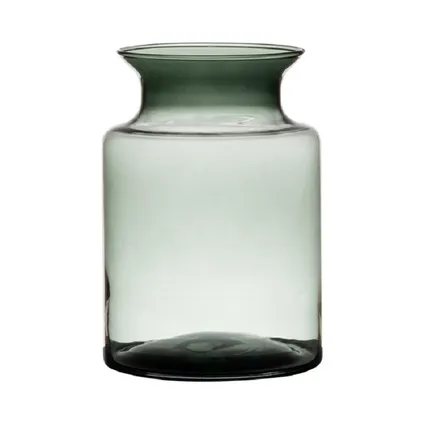 Hakbijl Glass Vaas - grijs - transparant - melkbus - 20 cm