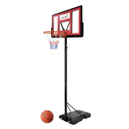 Pied de basketball panier pompe ballon Hauki hauteur réglable base rechargeable rouge