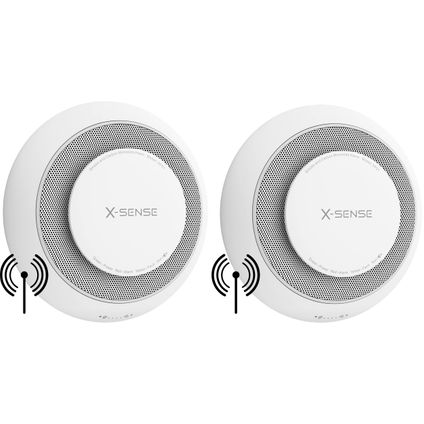 X-Sense XP01-W Détecteur combiné connectable - Mesure la fumée et le CO - 10 ans - 2 pièces