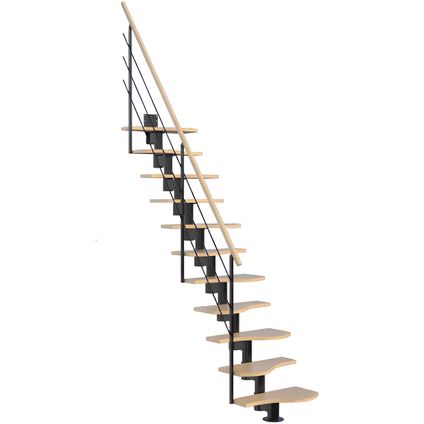 HandyStairs ruimtebesparende trap "Bridge - Treden van beukenhout - 69cm breed - Inclusief leuning