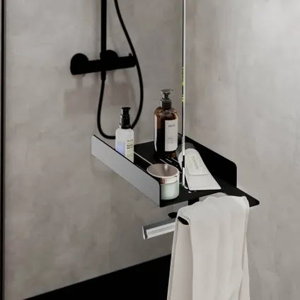 Schulte tablette de douche avec porte-serviette 38x11,9x21cm - noir - sans percer