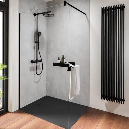 Schulte tablette de douche avec porte-serviette 38x11,9x21cm - noir - sans percer 2