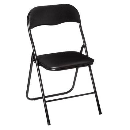 5Five Klapstoel met pvc zitting - zwart - 44 x 48 x 79 cm - metaal