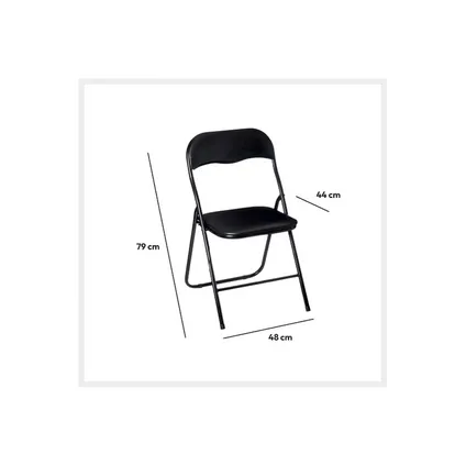 5Five Klapstoel met pvc zitting - zwart - 44 x 48 x 79 cm - metaal 2