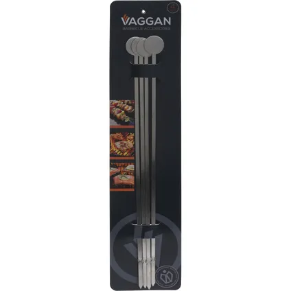 Vaggan BBQ/barbecue spiesen/vlees groente pennen - 4x - rvs - 37 cm 2