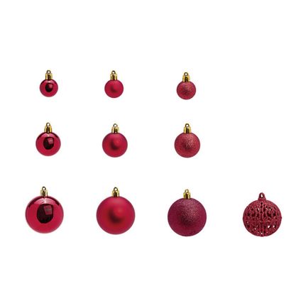 Kerstballen -set 100x st - bordeaux rood - 3,4,6 cm - kunststof