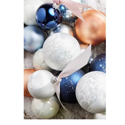 Decoris Kerstballen - 6 stuks - donkerblauw - glans - glas - 8 cm 2