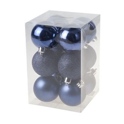 Decoris Kerstballen - 12 stuks - donkerblauw - mat/glans - 6 cm