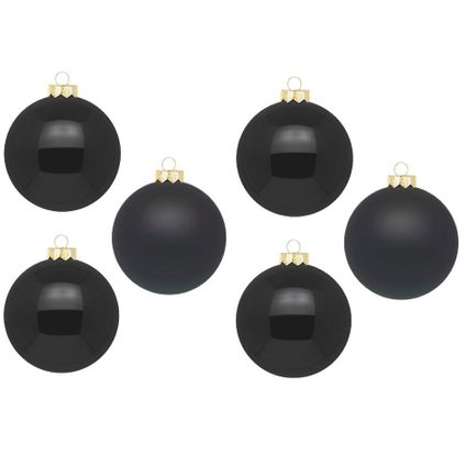 Inge Christmas grote kerstballen - 6x- zwart - 10 cm - glas
