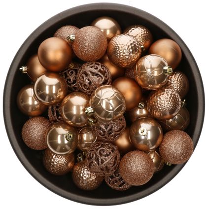 Bellatio Decorations Kerstballen - 37ST - camel bruin - 6 cm