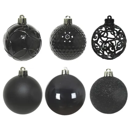 Bellatio decorations Kerstballen - 37 st - zwart - 6 cm 3