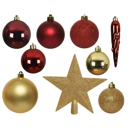 Bellatio Decorations Kerstballen - 33 ST - rood-goud - 5-6-8 cm 4