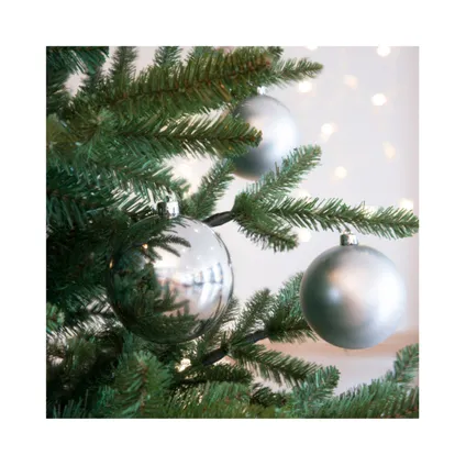 Decoris Kerstballen - 4 stuks - zilverkleurig - kunststof - 10 cm 2
