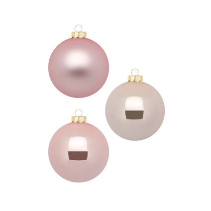 Inge Christmas Kerstballen - 6st - glas - parel roze - 10 cm