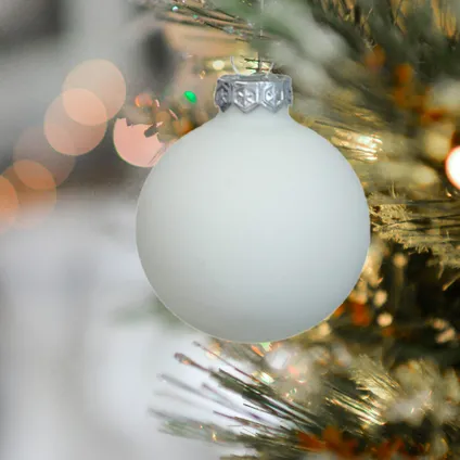 Othmar Decorations kerstballen - 36x - satijn wit - glas - 6 cm 2