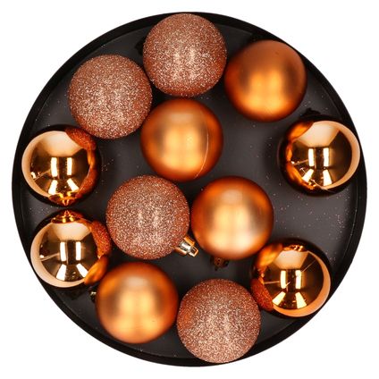 Cosy & Trendy Kerstballen - 12 st - koperkleurig - mat - glans - 6 cm