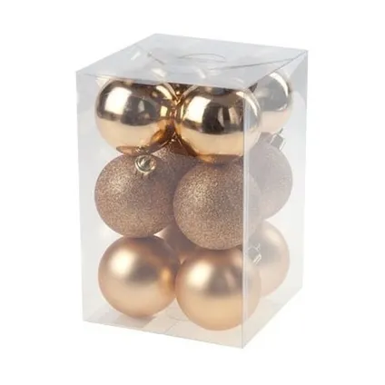 Cosy & Trendy Kerstballen - 12 st - koperkleurig - mat - glans - 6 cm 2