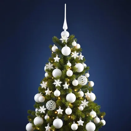 Kerstballen - 110x stuks - met piek - wit - kunststof - 3-6 cm 2