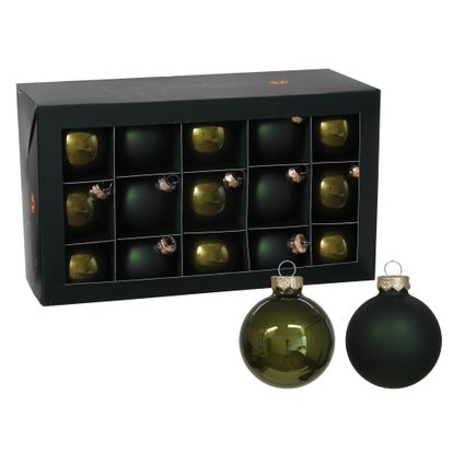 Othmar Decorations kerstballen - 36x - donkergroen - glas - 6 cm