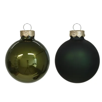 Othmar Decorations kerstballen - 36x - donkergroen - glas - 6 cm 2
