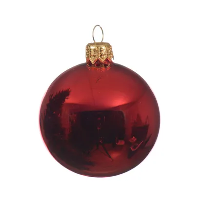 Decoris Kerstballen - 6 stuks - rood - glas - glans - 6 cm 2