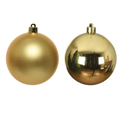 16x Gouden kerstballen 4 cm kunststof mat/glans 2