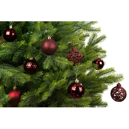 Bellatio Decorations Kerstballen - 37ST - kunststof - rood - 6cm 3