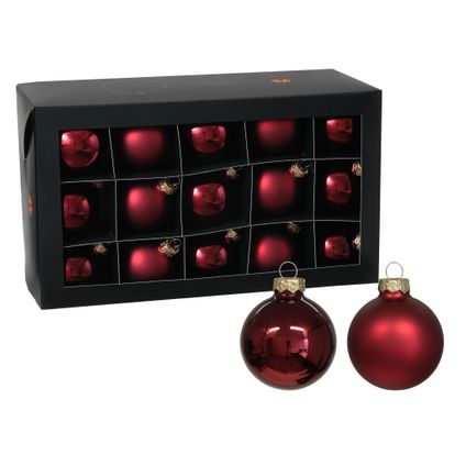 Othmar Decorations kerstballen - 36x - donkerrood - glas - 6 cm - glans/mat