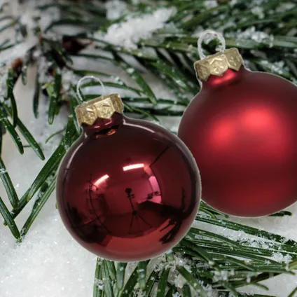 Othmar Decorations kerstballen - 36x - donkerrood - glas - 6 cm - glans/mat 2