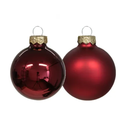 Othmar Decorations kerstballen - 36x - donkerrood - glas - 6 cm - glans/mat 3